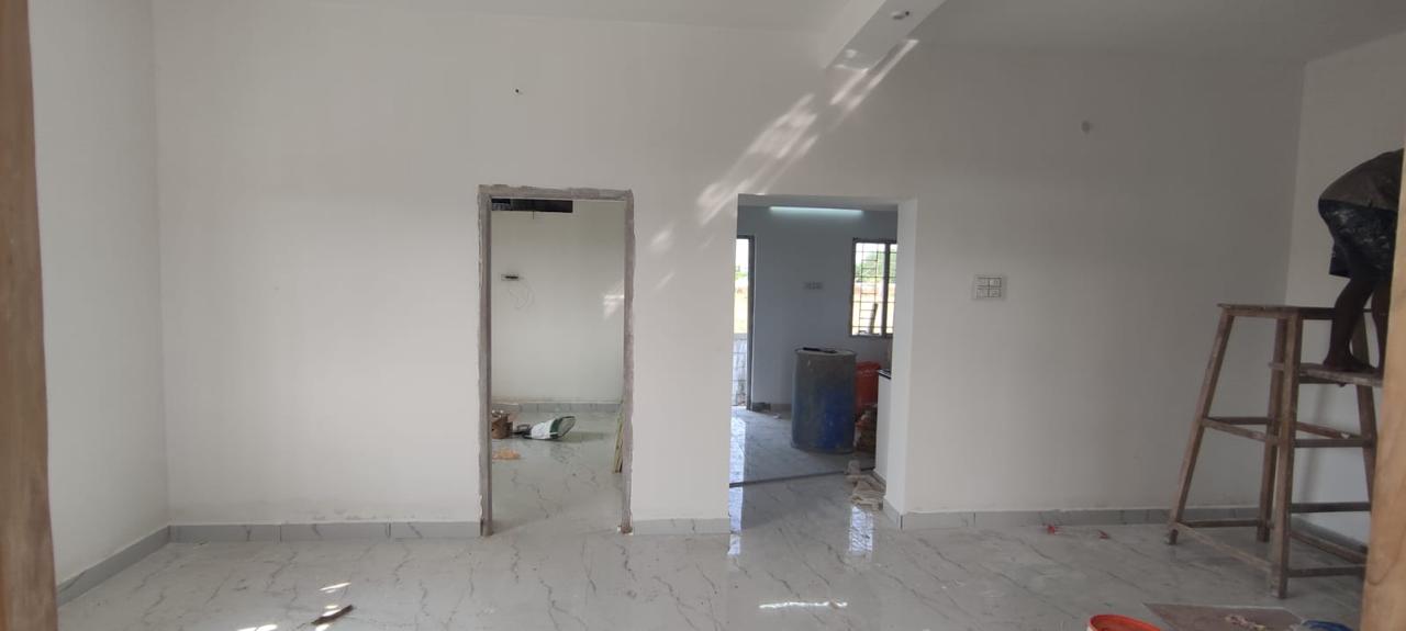 Freshly finished living hall with polished marble flooring
